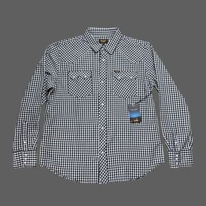 Seager Sawtoof Pearl Snap Western Shirt Blue Check XL